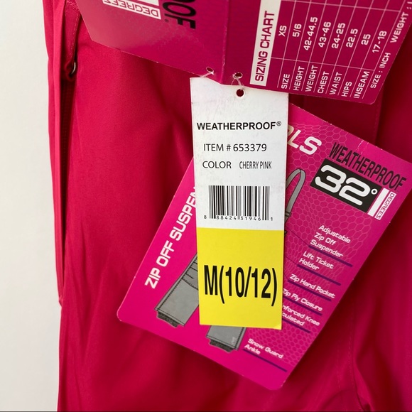 32 Degrees Girls Zip off Suspender Pink Pant 10/12 - Picture 6 of 10